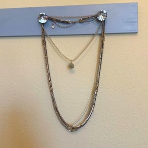 Premier Designs Cashmere Necklace in gold with separate choker necklace. 18”